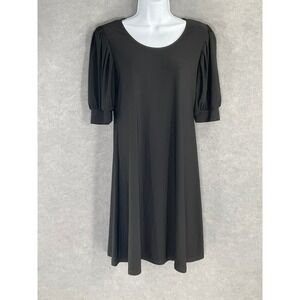 MSK Dress Womens Sz S Black Puff Sleeve Midi‎ Length Career Minimalism Capsule